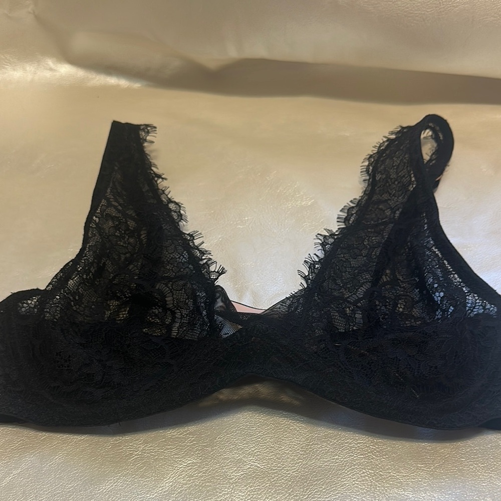 Victoria's Secret Black Lace Bra with Plunging Neckline
